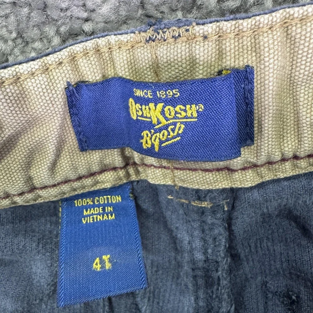 OshKosh B'gosh Pants Boys 4T Blue Corduroy Cargo Adjustable Waist Pockets
